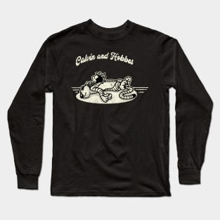 Drawing retro Vintage 80s and 90s moment Calvin and Hobbes Fast Asleep Long Sleeve T-Shirt